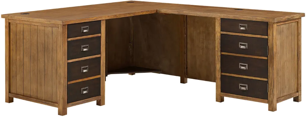 Rustic Hickory Brown L Shaped Desk - Heritage-1