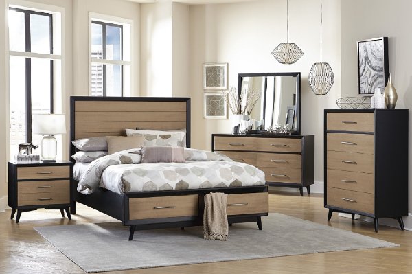 Bedroom Sets Furniture Rc Willey Contemporary Gray And Black 4 Piece Full Bedroom Set Raku
