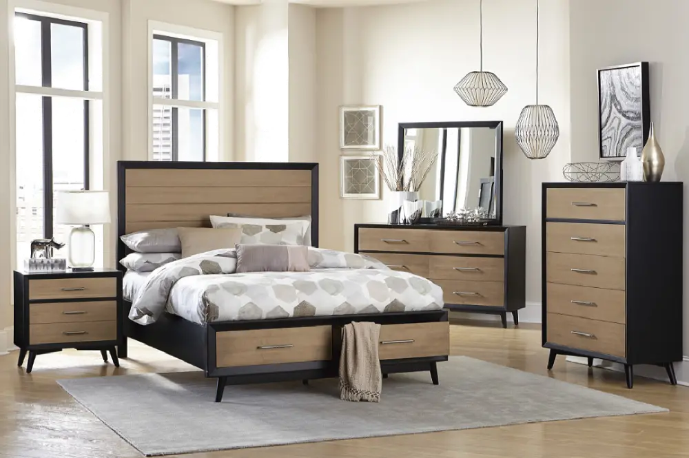 Raku Brown and Black 4 Piece Full Bedroom Set-1