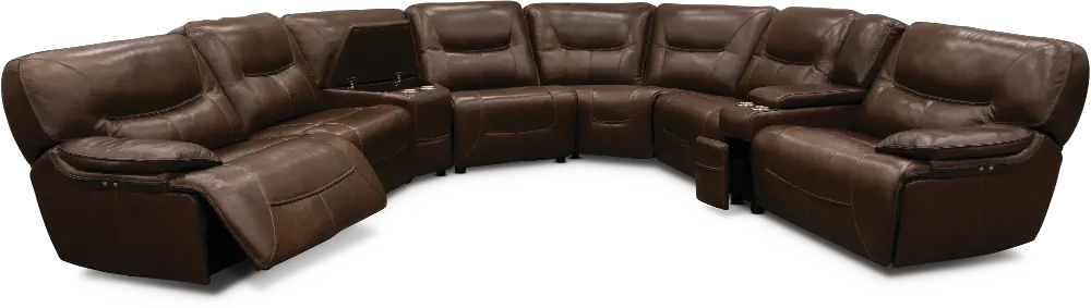 Brown Leather-Match Power Reclining Sectional Sofa - Max-1