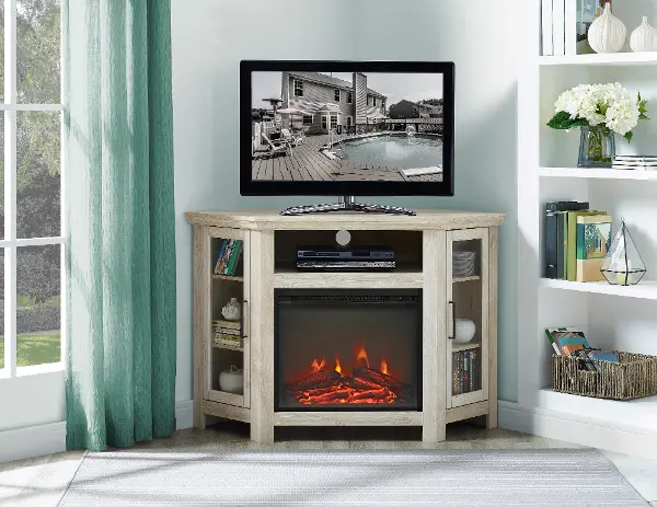 White Oak 48 Fireplace Corner Tv Stand Rc Willey White Oak 48 Fireplace Corner Tv Stand, White Oak Corner Tv Stand With Fireplace