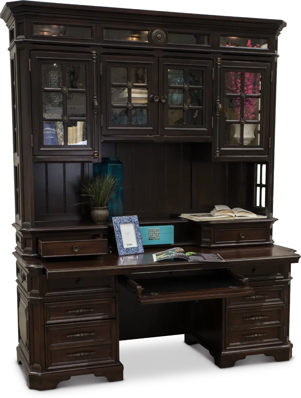 Sheffield Cherry Brown Office Desk and Hutch-1