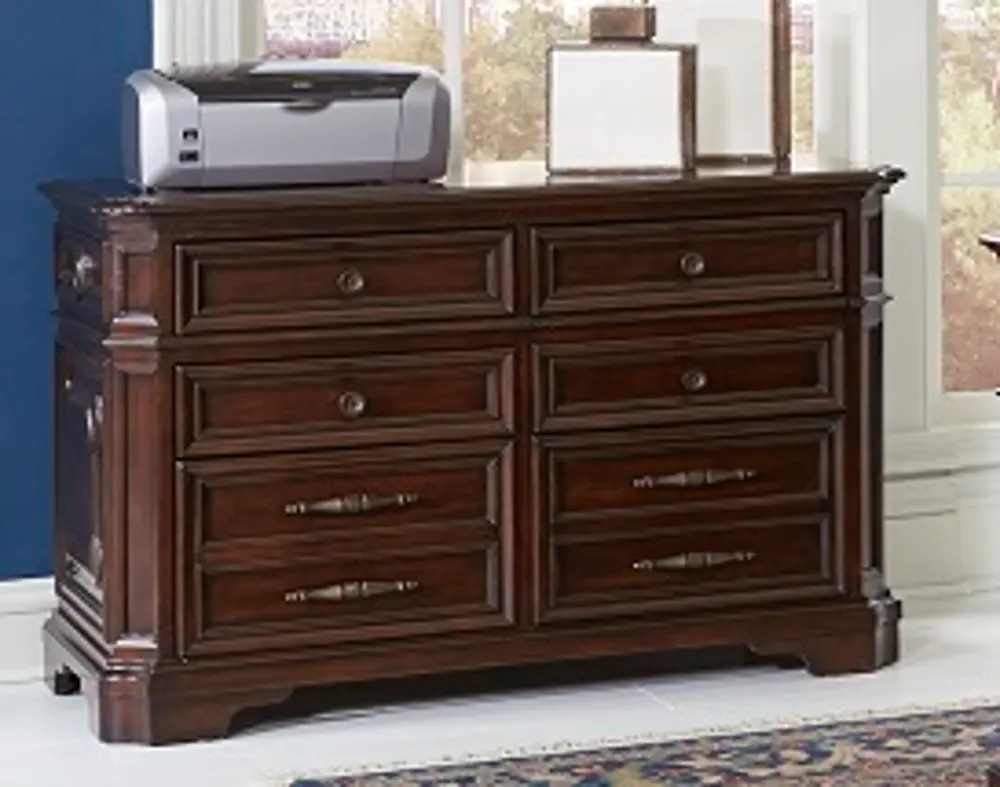 Sheffield Cherry Brown 5 Drawer Lateral File Cabinet-1