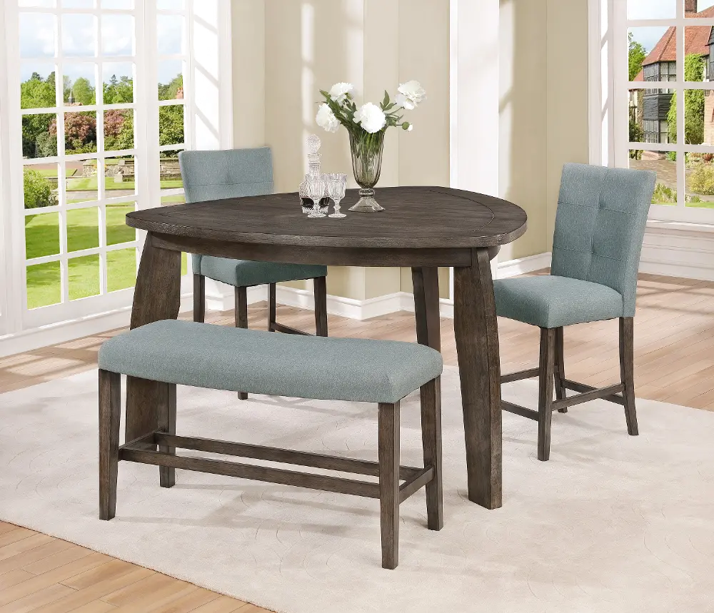 Gray 4 Piece Counter Height Tri-Table Dining Set - Hollis-1