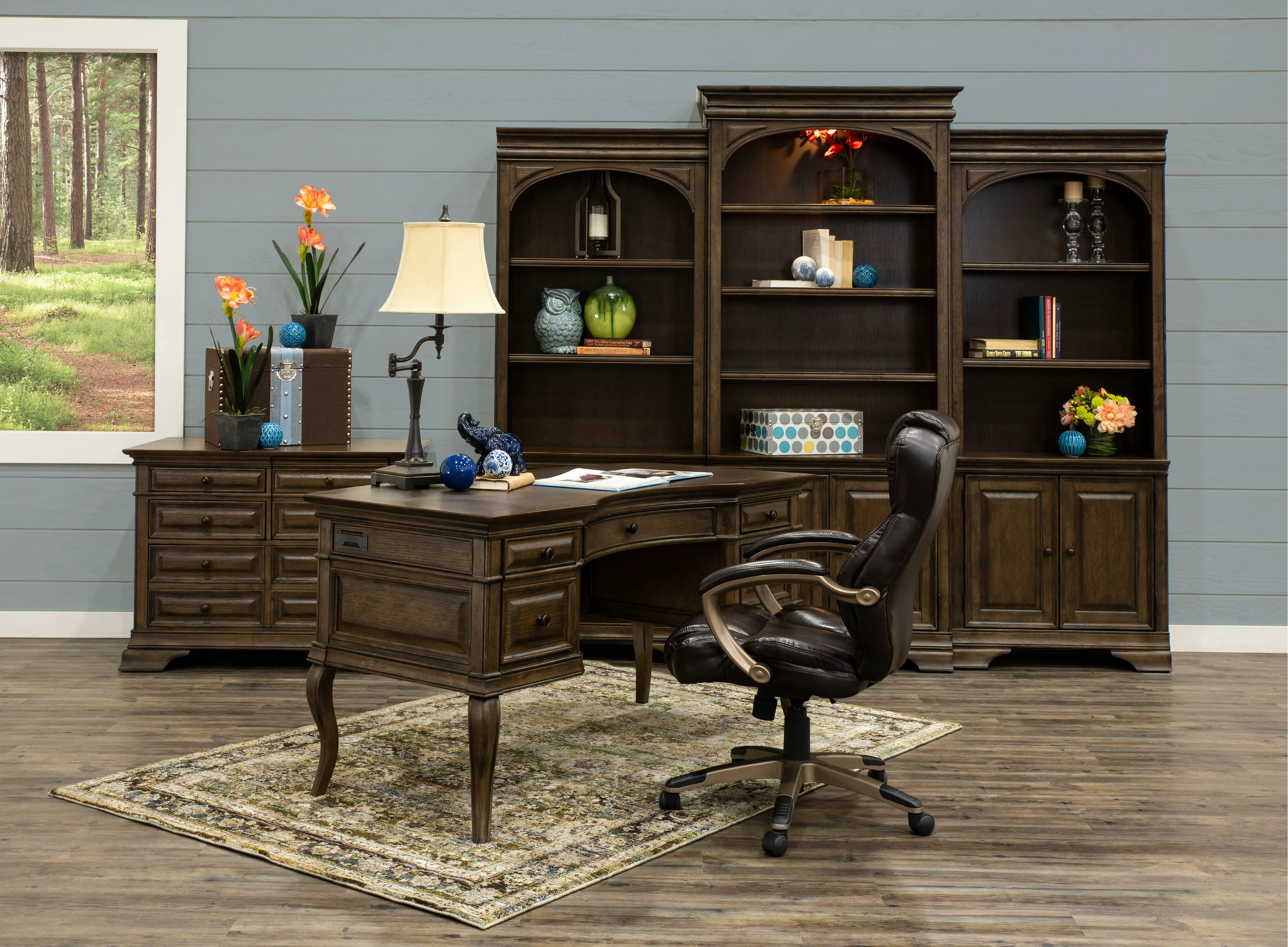 Arcadia Chestnut Brown Half-Pedestal Desk