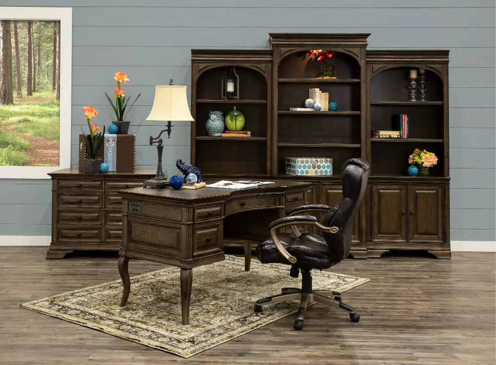 Arcadia Chestnut Brown Half-Pedestal Desk-1