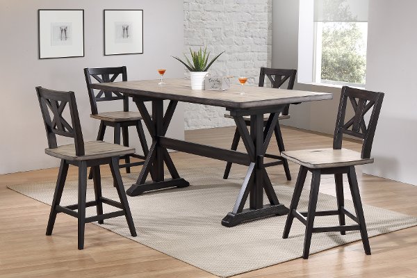 Table And Chair Dining Sets Rc Willey Furniture 5pc 2780 Counter Sand And Black 5 Piece Height Dining Set Orlando