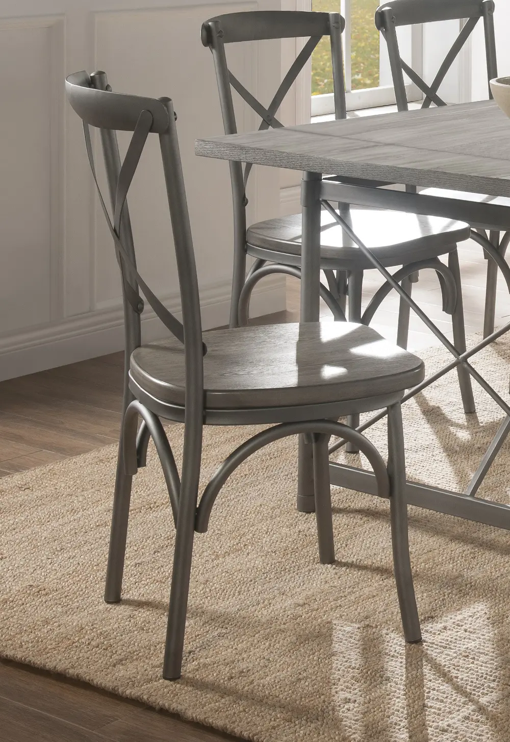 Industrial Weathered Wood and Metal Dining Chair - Gray-1