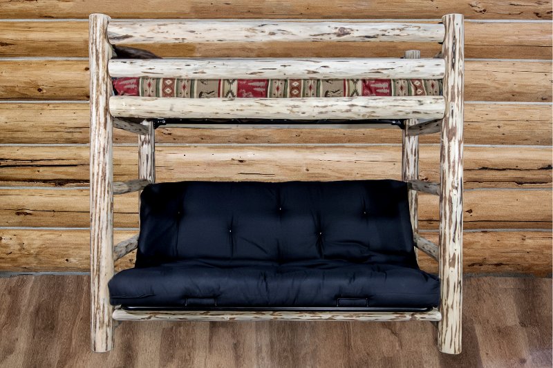 Rustic Clear Lacquered Log Twin Over Full Futon Bunk Bed Montana Mwtwfmrv Rustic Clear Lacquered Log Twin Over Full Futon Bunk Bed Montana
