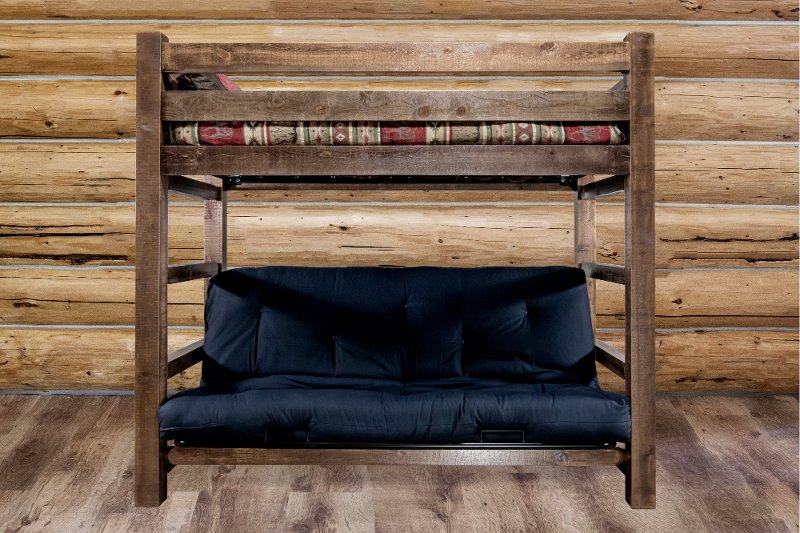 Rustic Dark Brown Twin Bunk Over Full Futon Bed Homestead Rc Mwhctwfmrsl Rustic Dark Brown Twin Bunk Over Full Futon Bed Homestead