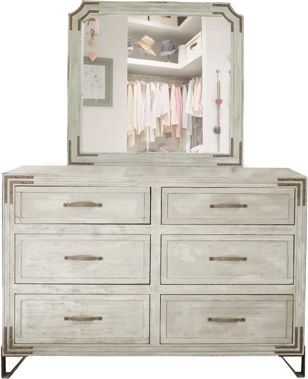 Pearl White Rustic Contemporary Dresser - Camelia-1