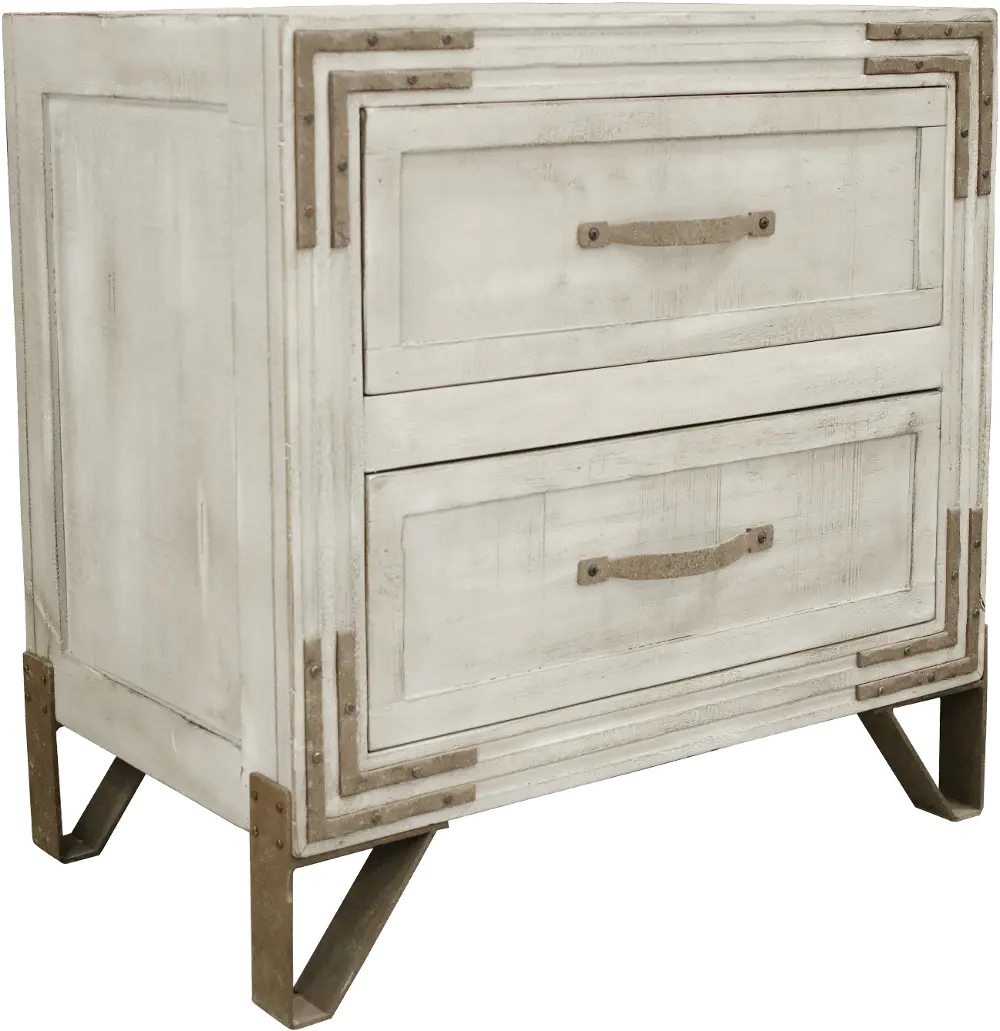 Pearl White Rustic Contemporary Nightstand - Camelia-1