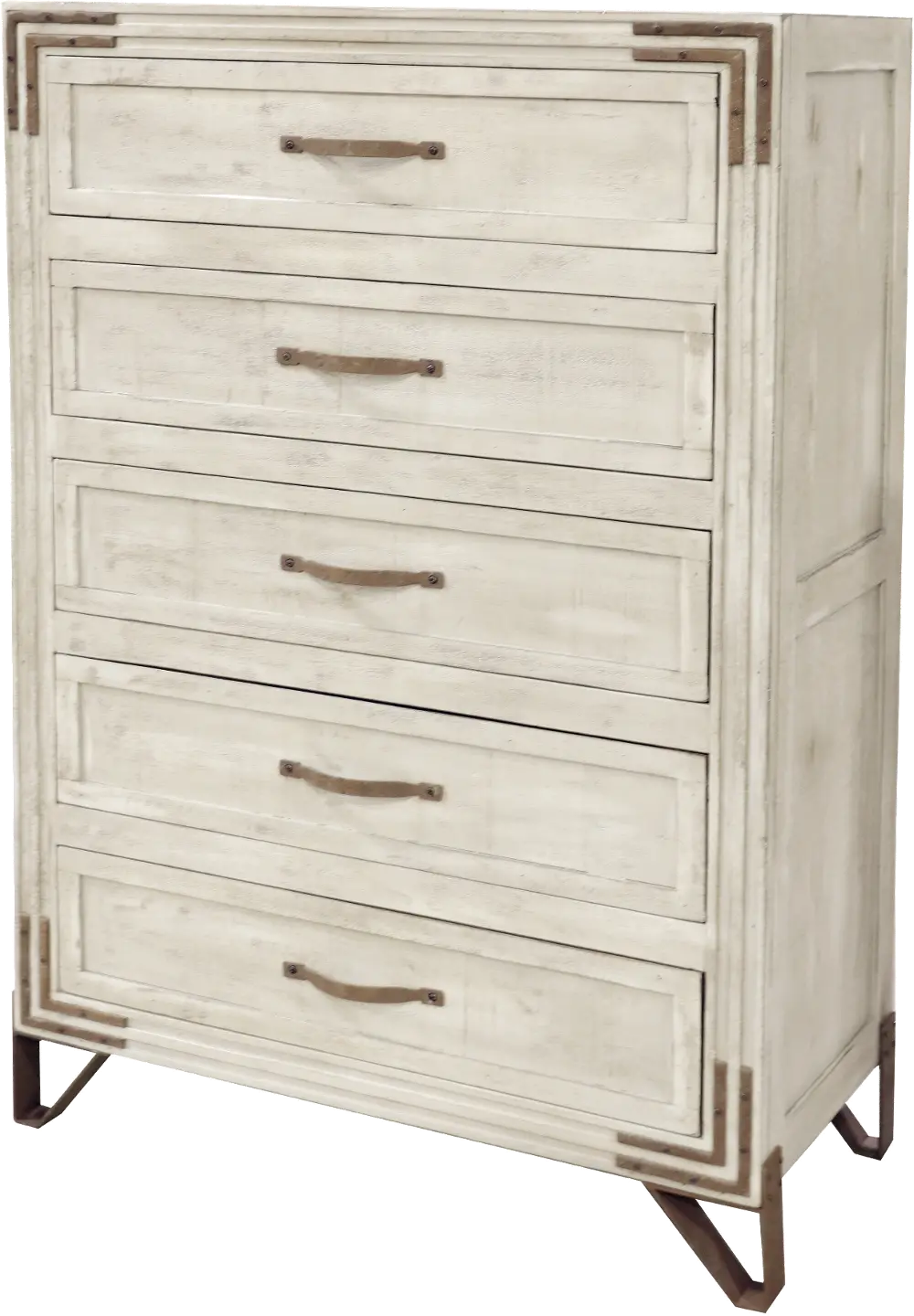 Rustic Contemporary Pearl White Chest of Drawers - Camelia-1