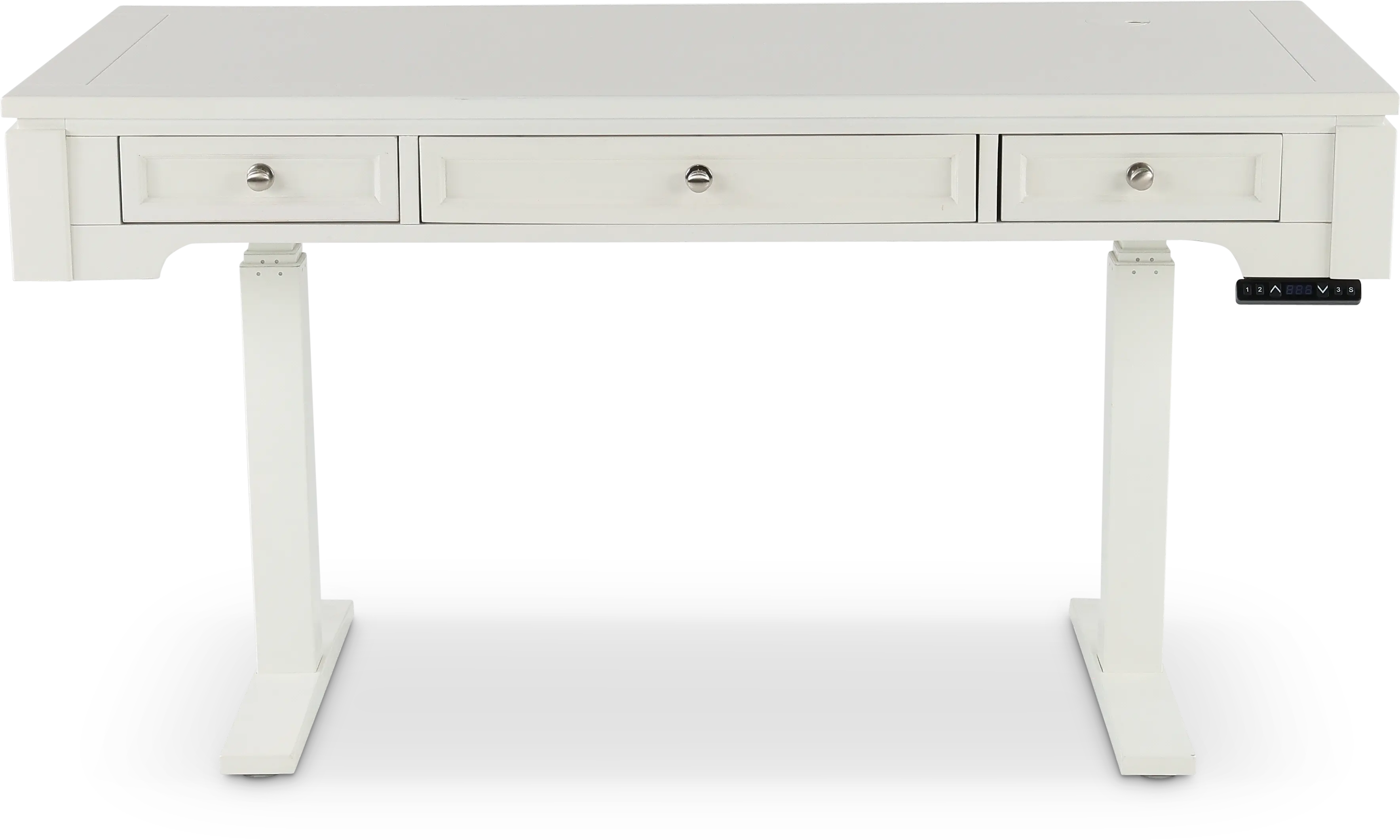 Ultra Modern White Lacquer Executive Desk with Three Drawers - OfficeDesk .com