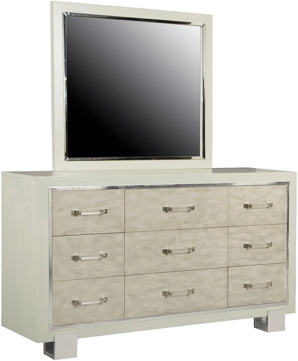 Contemporary Pearl White Dresser - Cydney-1