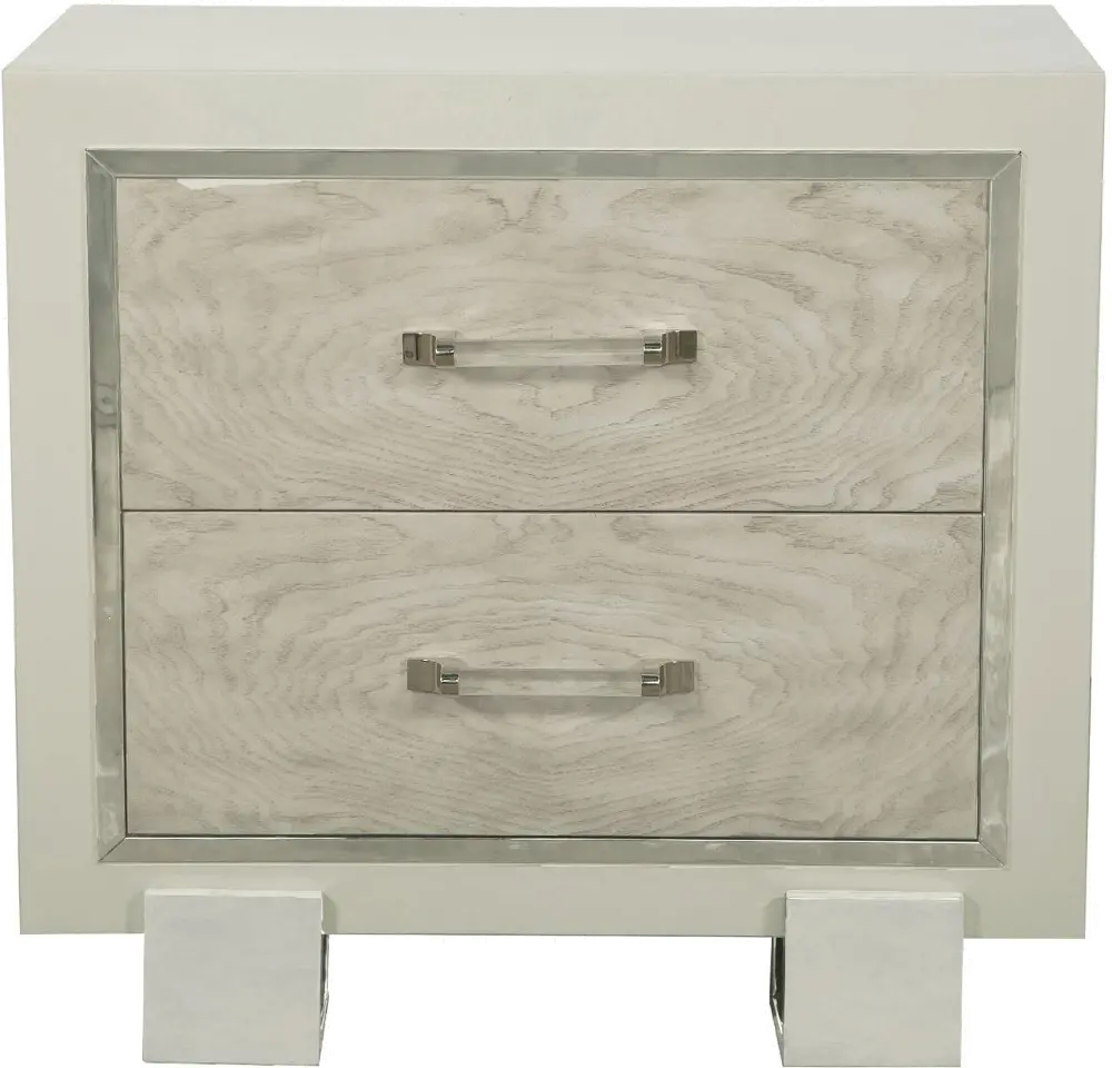 Contemporary Pearl White Nightstand - Cydney-1