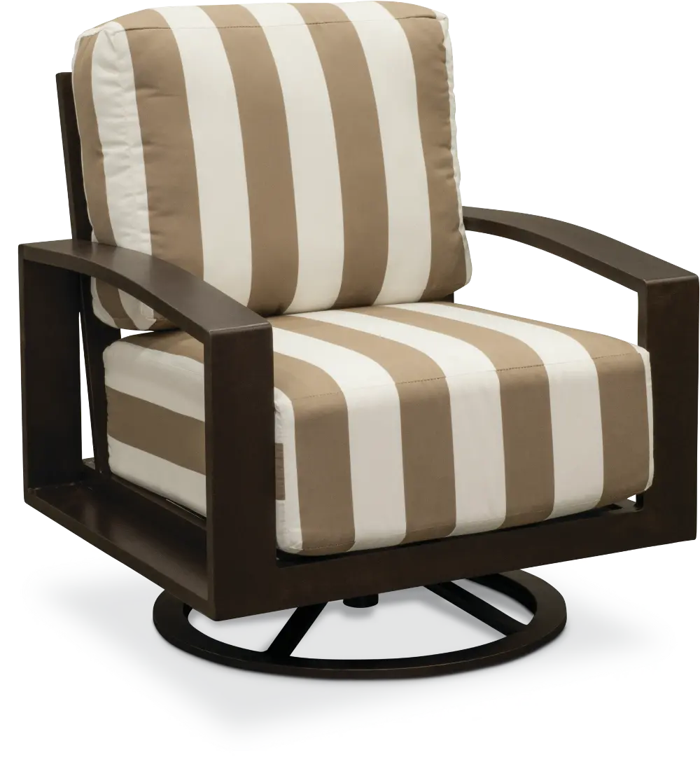 Tan Striped Outdoor Patio Swivel Chair - Santa Maria-1