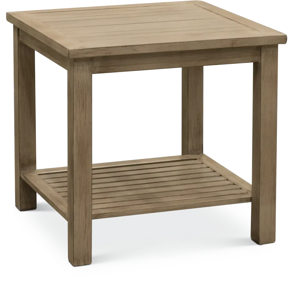 Tan Outdoor Aluminum End Table - Plank-1