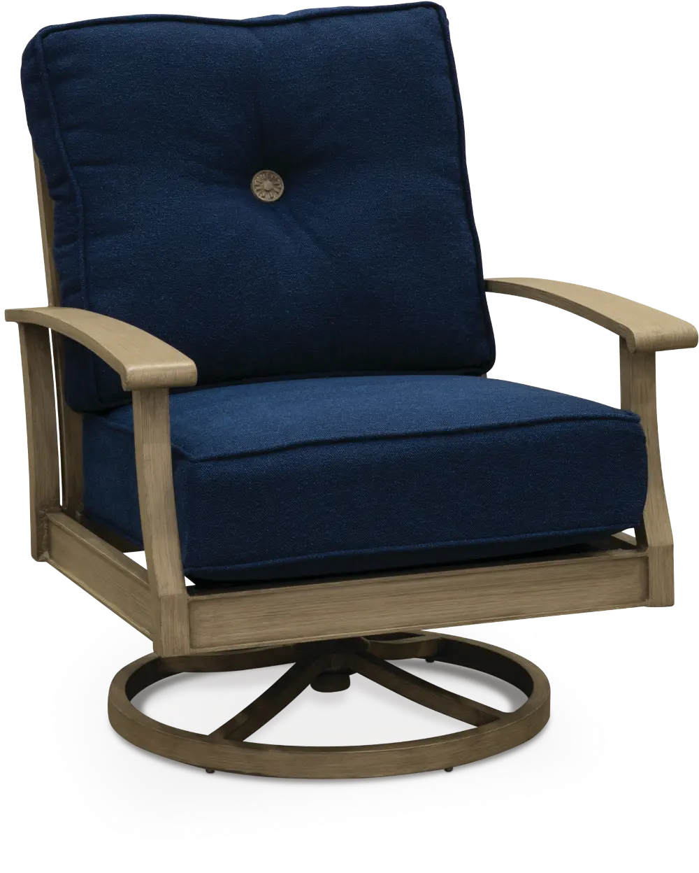 Navy Outdoor Patio Swivel Chair - Plank-1