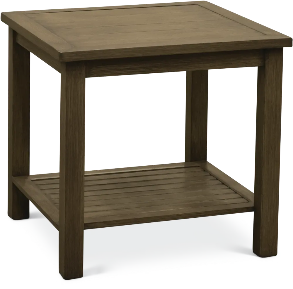 Brushed Birch Outdoor Aluminum End Table - Plank-1