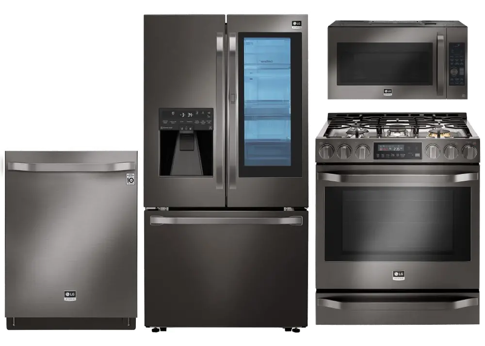 PACKAGE LG STUDIO 4 Piece Kitchen Appliance Package with Gas Range - Black Stainless Steel-1