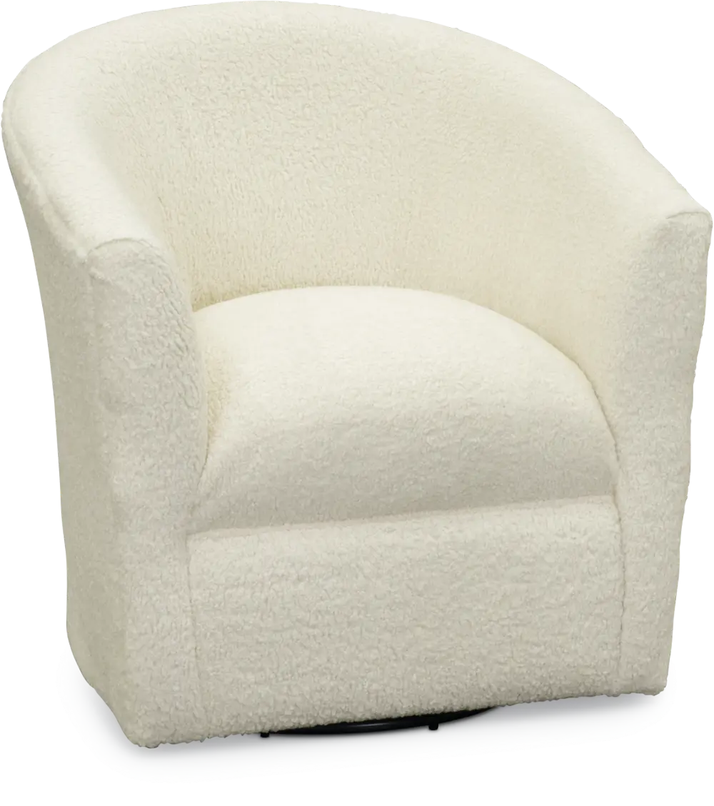 Faux Sheepskin Natural Swivel Barrel Accent Chair - Samantha-1