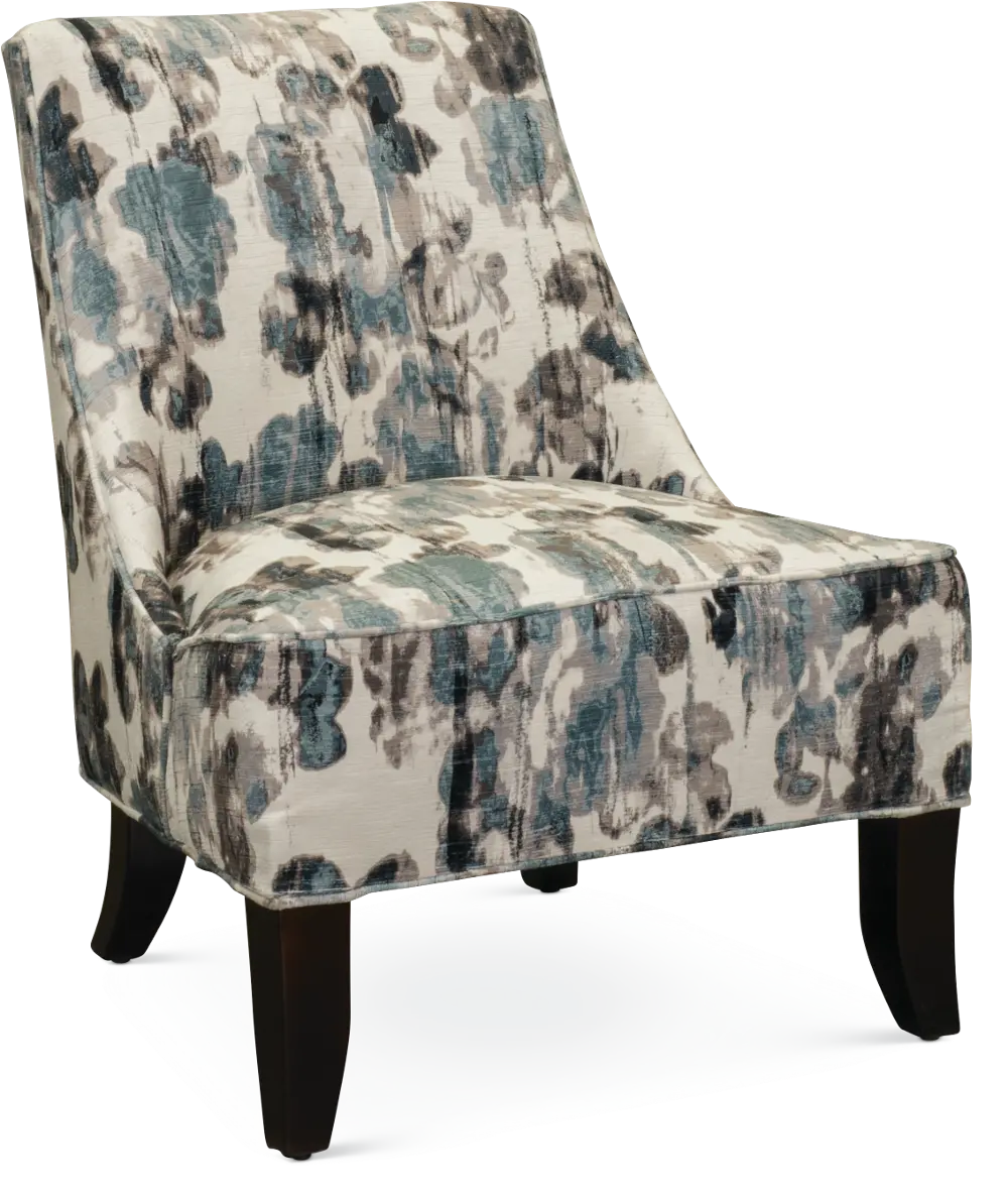 Armless Cream and Aqua Accent Chair - Diana-1