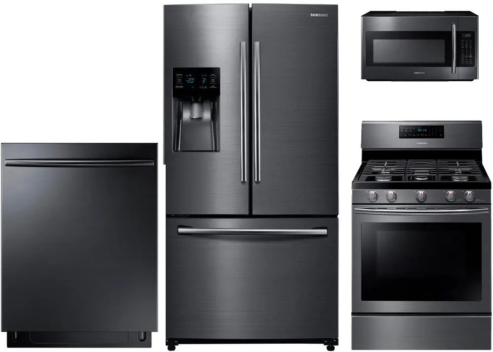 PACKAGE Samsung 4 Piece Kitchen Appliance Package with  5.8 cubic feet Gas Range - Black Stainless Steel-1
