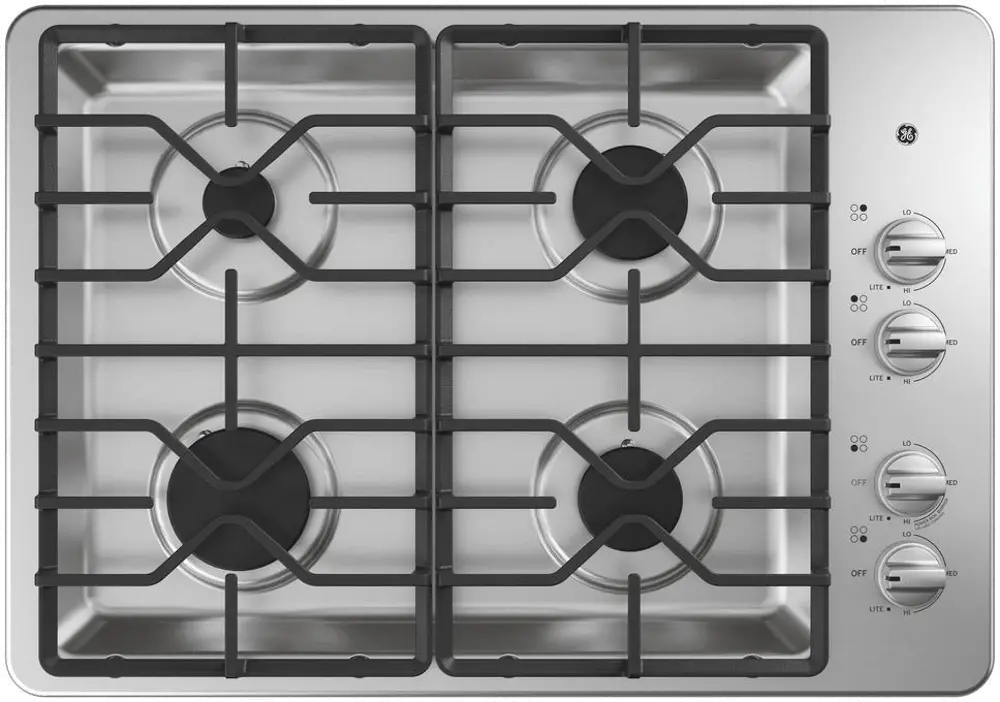 JGP3030SLSS GE 30 Inch Gas Cooktop with 4 Sealed Burners - Stainless Steel-1