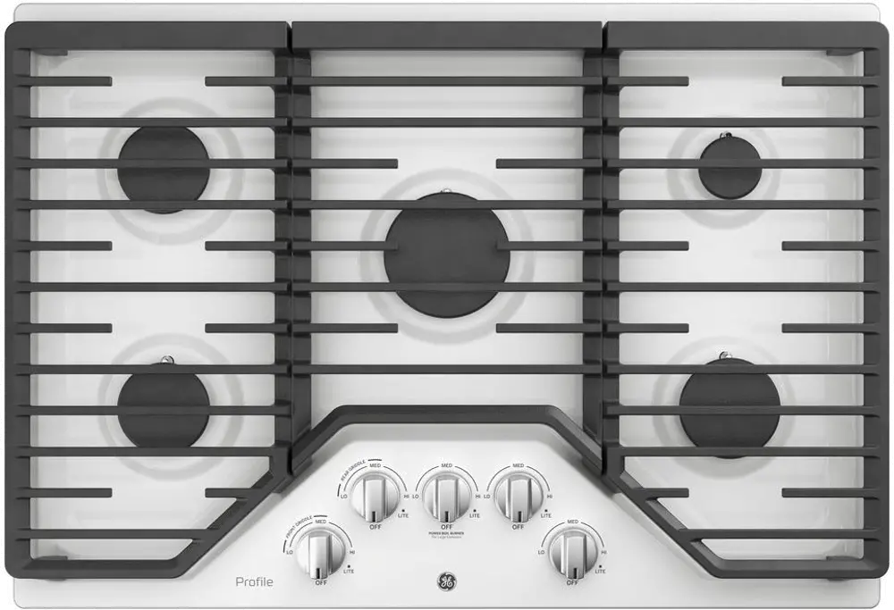 PGP7030DLWW GE Profile 30 Inch Gas Cooktop - White-1