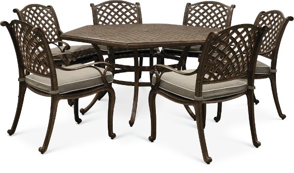 Rc Willey S Patio Sets Porch Furniture Pool Chairs Brown 7 Piece Outdoor Patio Dining Set Castle Rock