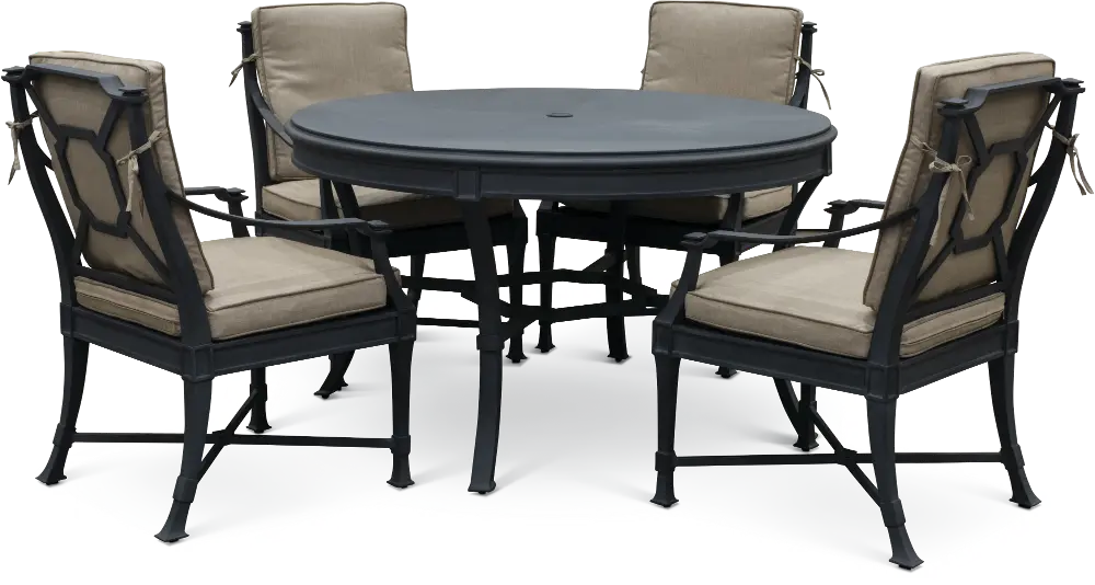 Blue Gray and Tan 5 Piece Outdoor Patio Set - Antioch-1