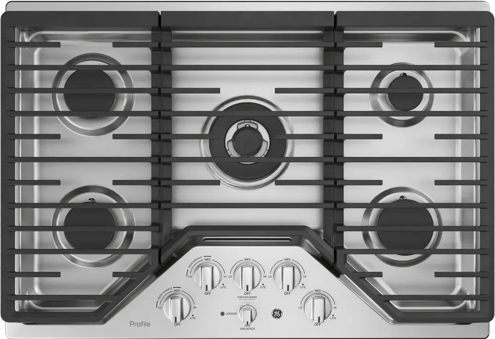 PGP9030SLSS GE Profile 30 Inch 5 Burner Gas Cooktop - Stainless Steel-1