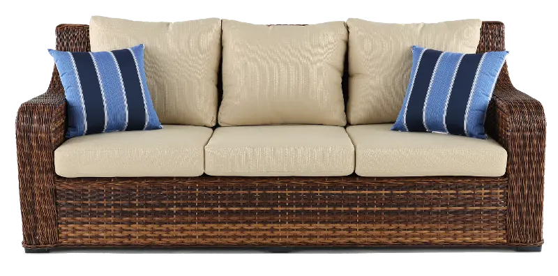 Tortola Beige Wicker Patio Sofa