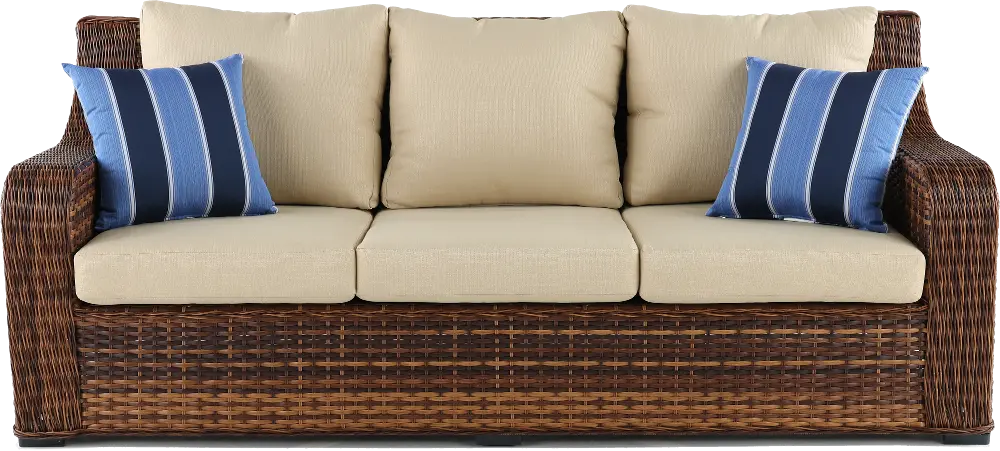 Tortola Wicker and Linen Outdoor Patio Sofa-1