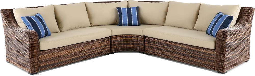 Tortola Wicker and Linen Outdoor Patio Sectional Sofa-1