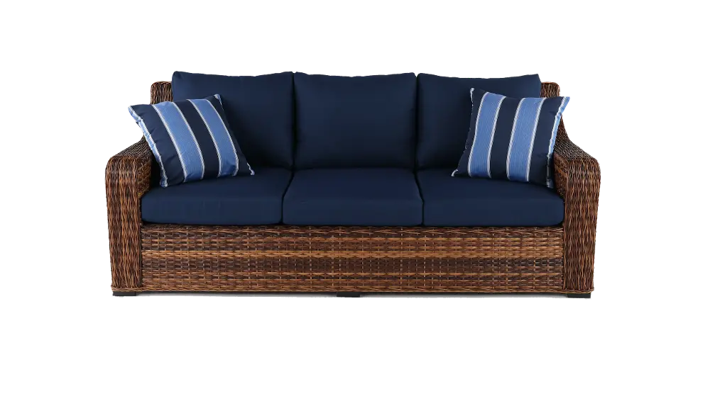 Tortola Navy Wicker Patio Sofa-1