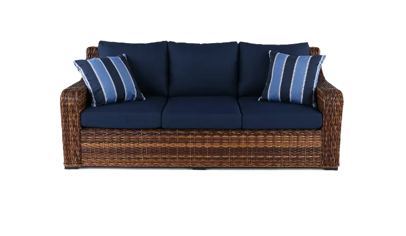 Tortola Navy Wicker Patio Sofa