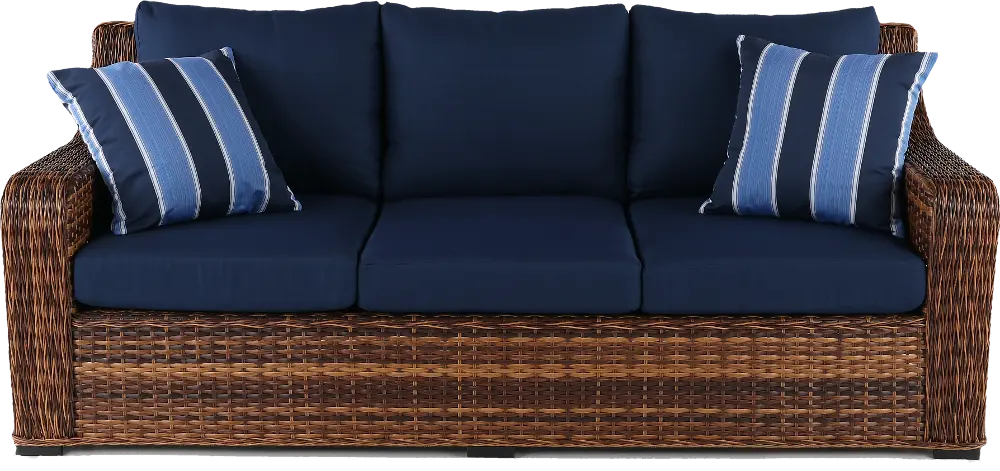 Tortola Wicker and Navy Outdoor Patio Sofa-1