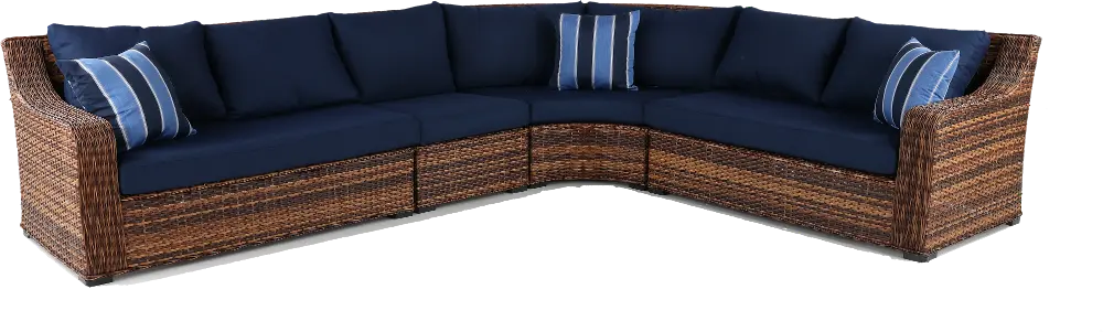 Tortola 4 Piece Navy Outdoor Patio Sectional-1