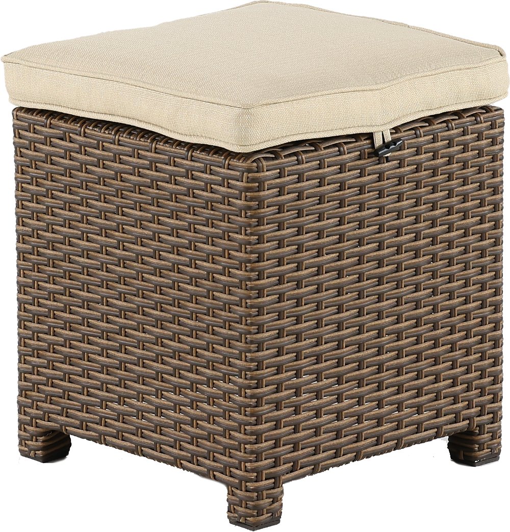 Arcadia Wicker and Linen Patio Ottoman
