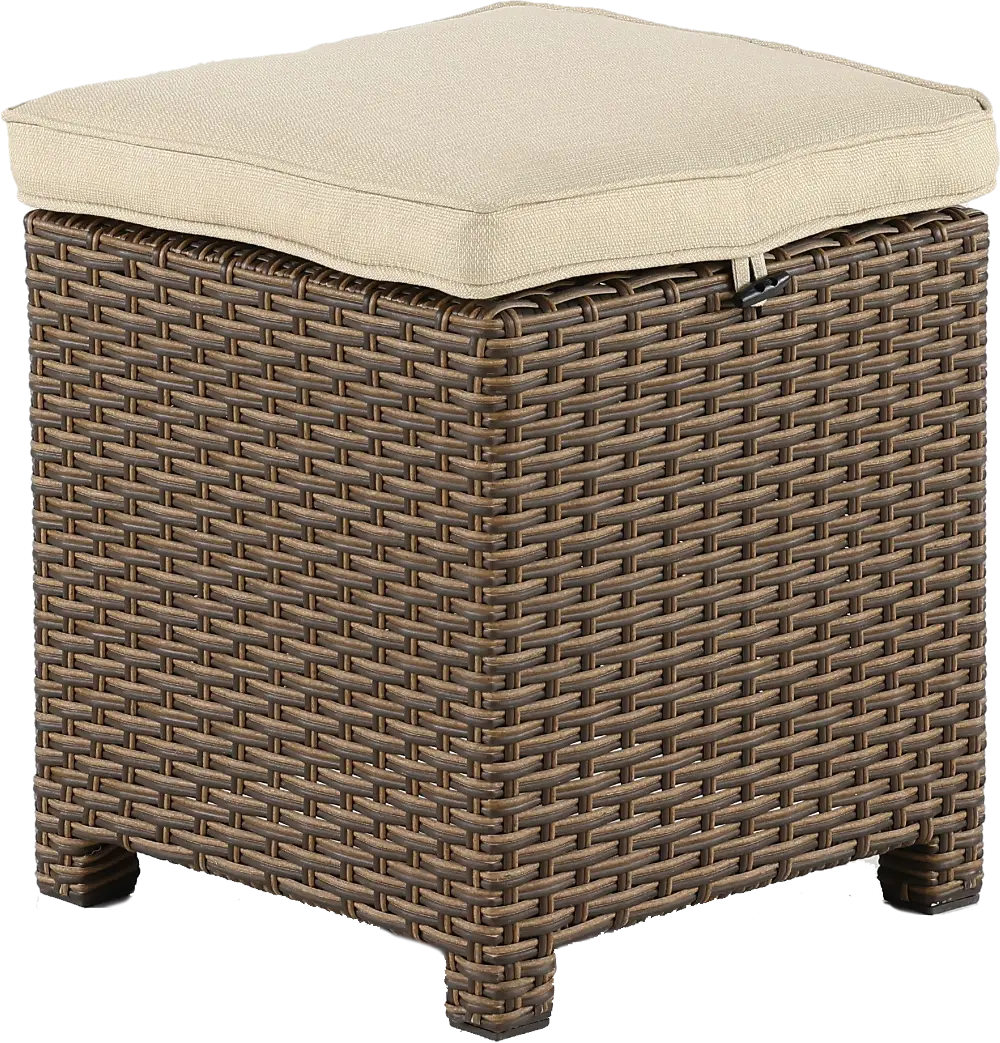 Arcadia Wicker and Linen Patio Ottoman-1