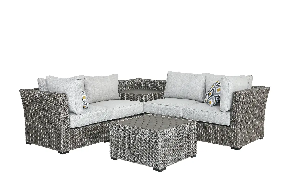 5 Piece Gray Outdoor Patio Sectional Sofa Set - Tahoe-1