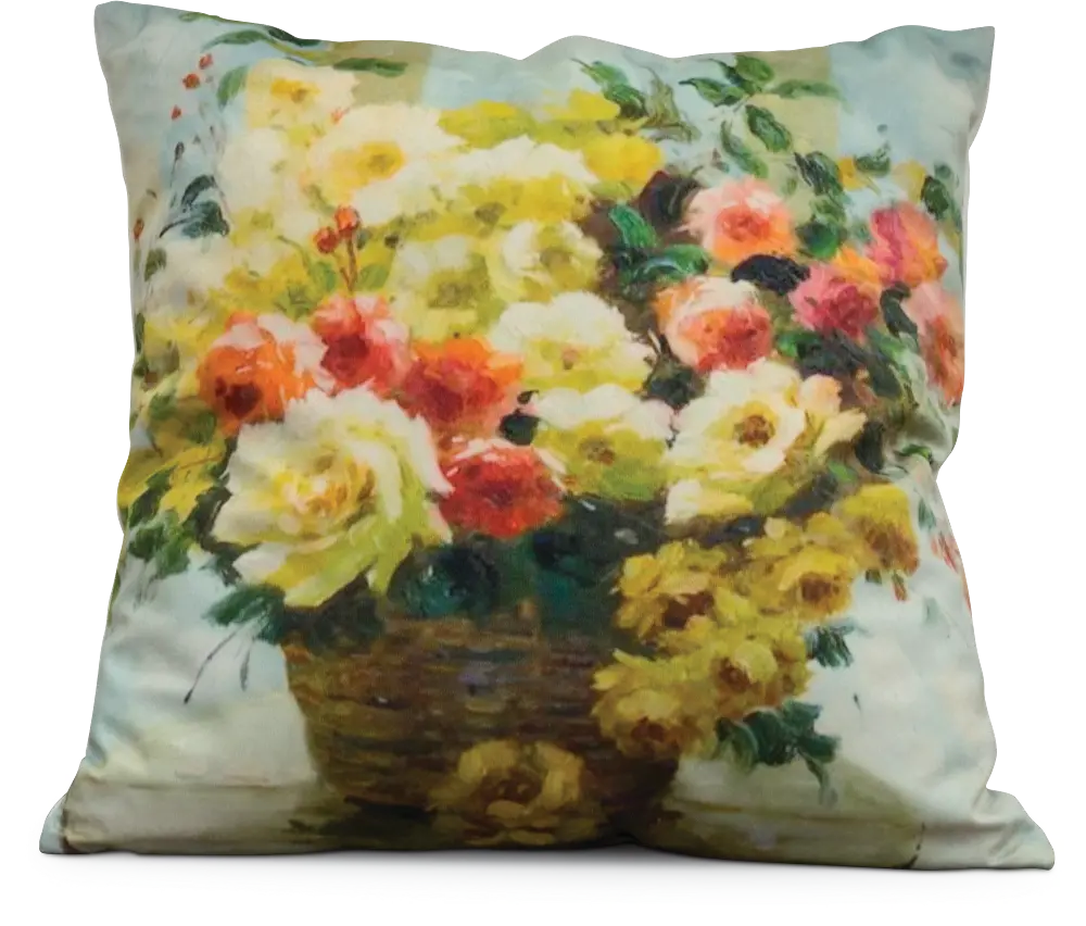 Flowers In A Basket Throw Pillow-1