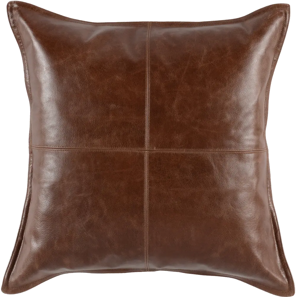 Kona Brown Pieced Leather Throw Pillow-1