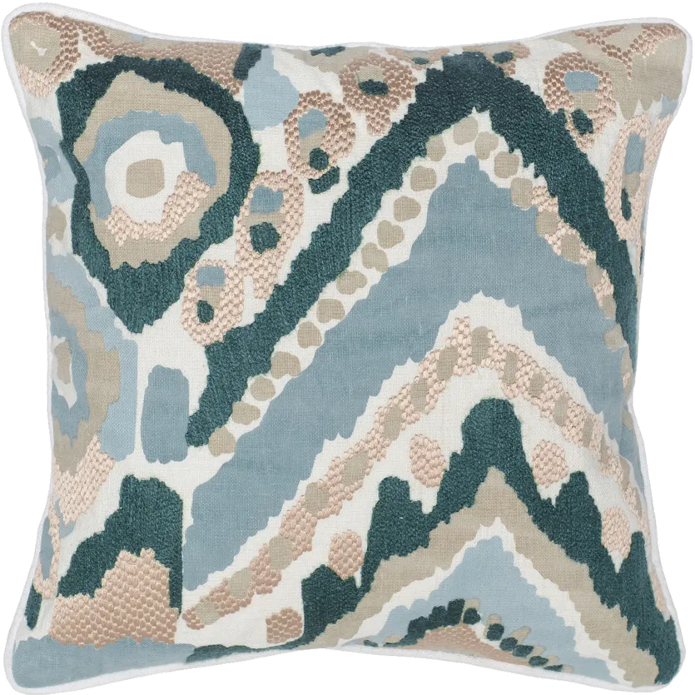 Cece Mallard Green and Multi Color Linen Throw Pillow-1