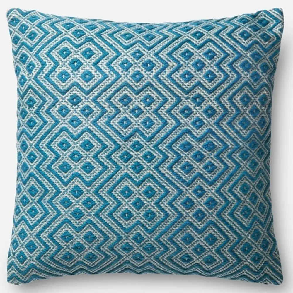 P0499 Teal and White 22 Inch Throw Pillow-1