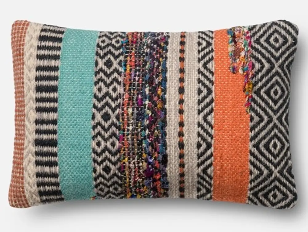 P0432 Multi Color Rectangular Wool Throw Pillow-1