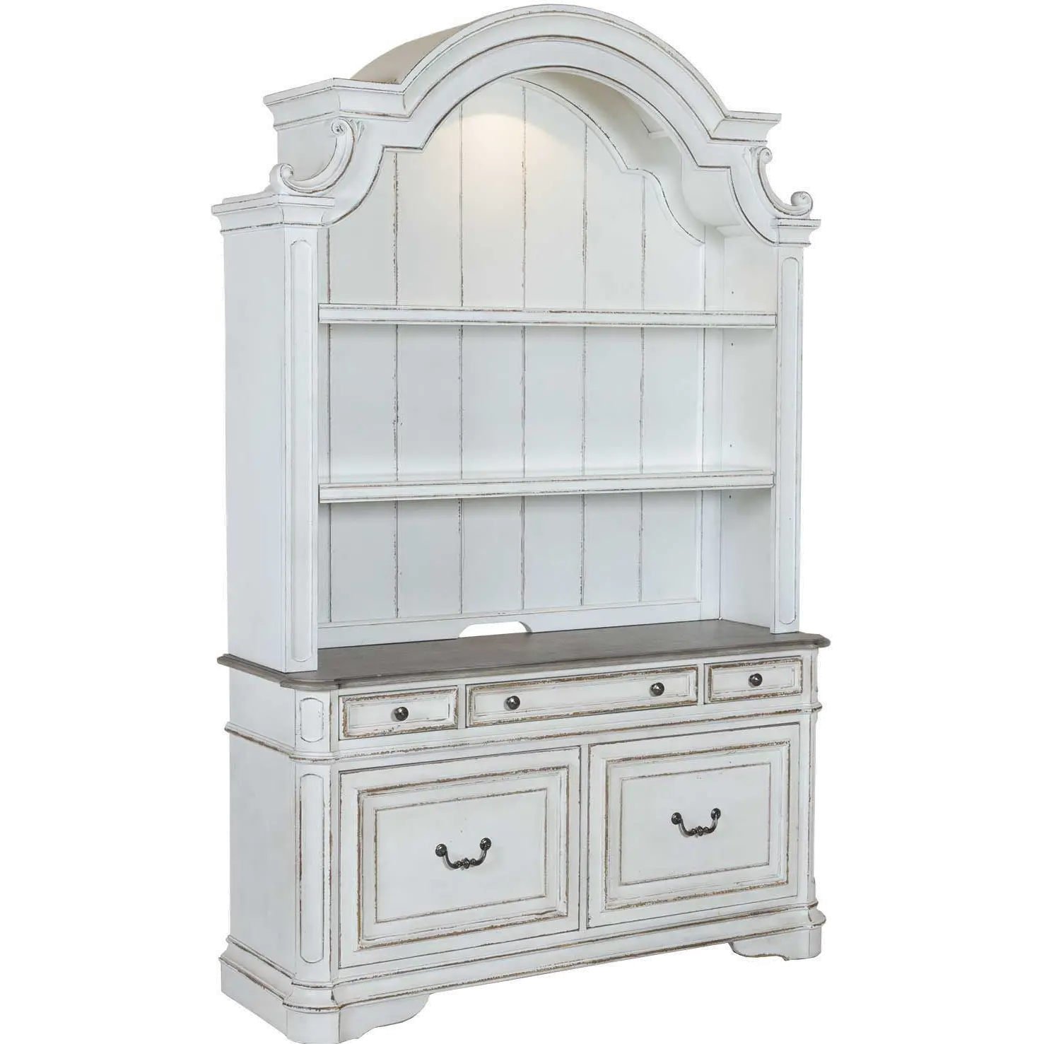 Magnolia Manor Antique White Cabinet with Hutch-1