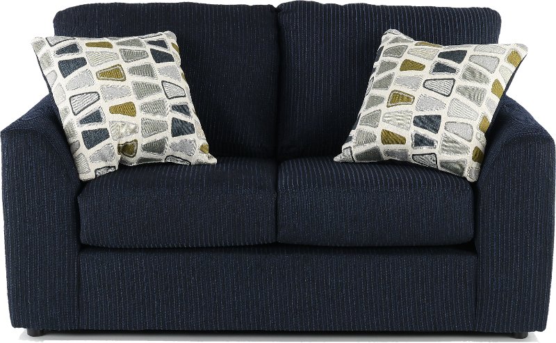 Casual Contemporary Dark Blue Loveseat - Hannah